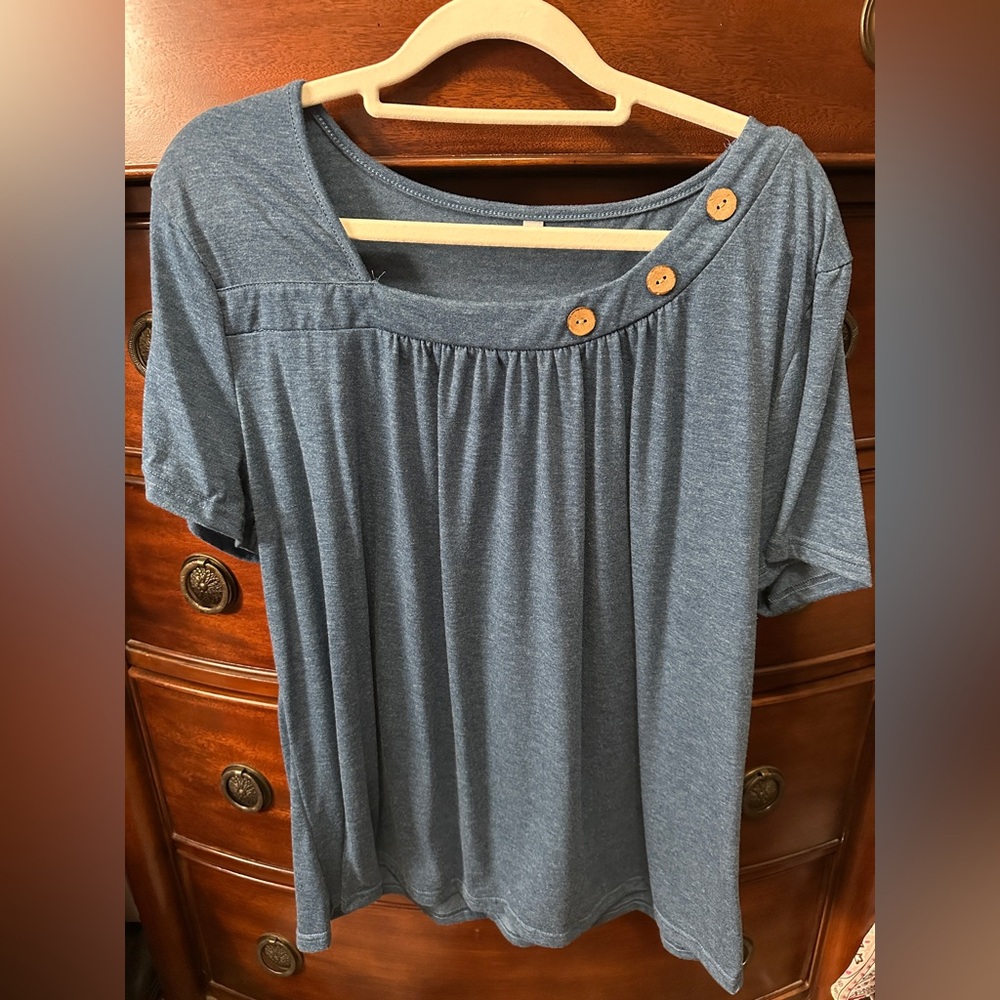 Blue Button-Detail Women's Top